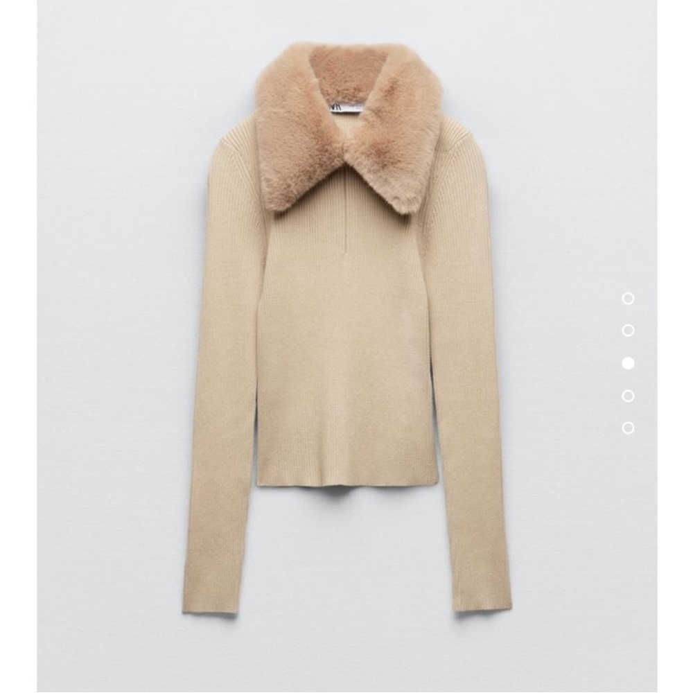 Faux fur collar Zara half zip